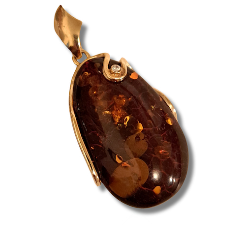 HW-4016 Pendant, Dark Amber, CZ $92 at Hunter Wolff Gallery